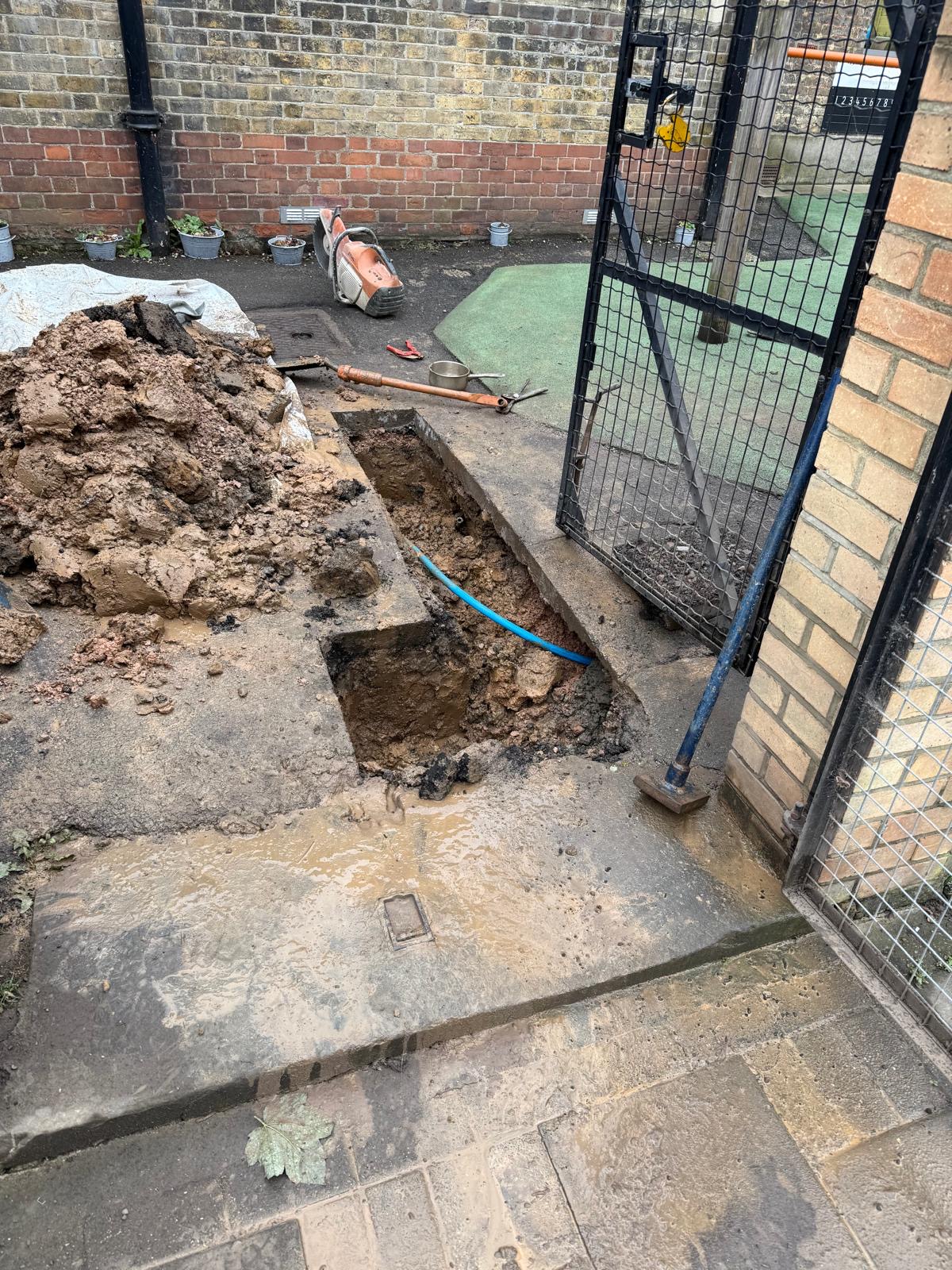 Moling project 2 — trenchless replacement in progress